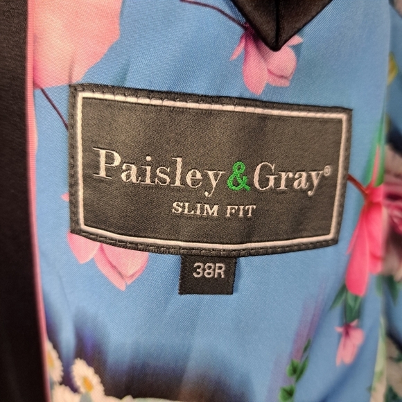 Paisley & Gray Slim Fit Men's 38R Blazer Tuxedo Suit Jacket Blue Turquoise - Picture 5 of 11